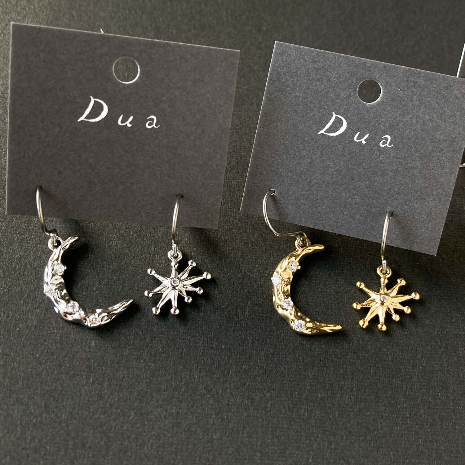 クリアビジューきらめく月と星の〈ピアス/イヤリング〉 | Dua