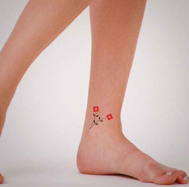 赤い花タトゥーシール Coooka S Ownd