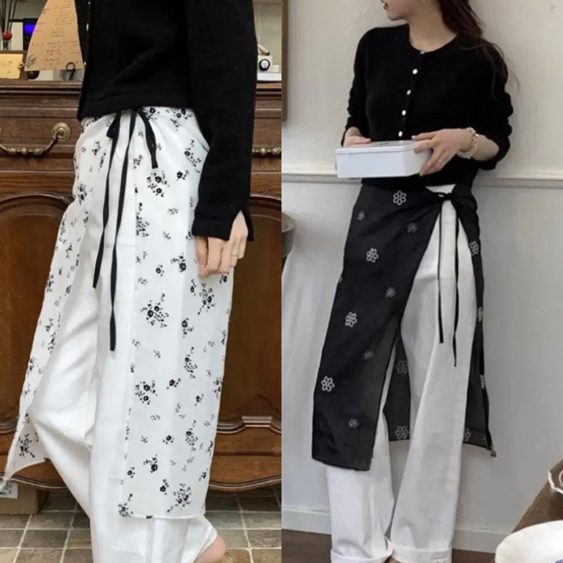 2color / フラワーレイヤードラップスカート