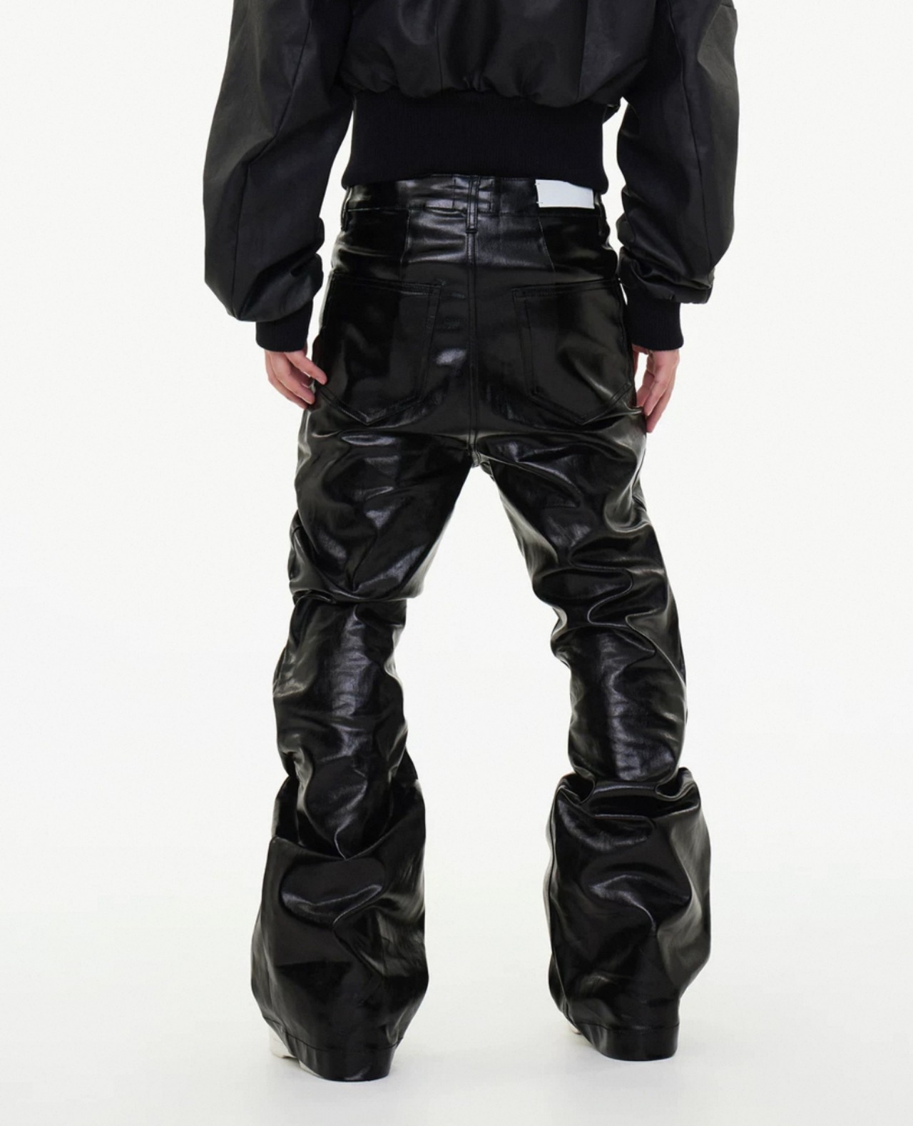 luster black coating flare denim - 5