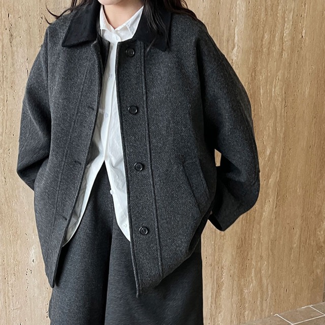 カラーブロックウールブレンドジャケット　A01919