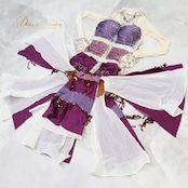 社交ダンス 衣装 ラテン ドレス ワンピース 紫 白 デモ 競技 ダンス パーティ 発表会 豪華 華やか フリンジ ホワイト系 パープル系 おしゃれ デザイン 揺れる スカート ストレッチ パーティー衣装 ステージ衣装 レディース