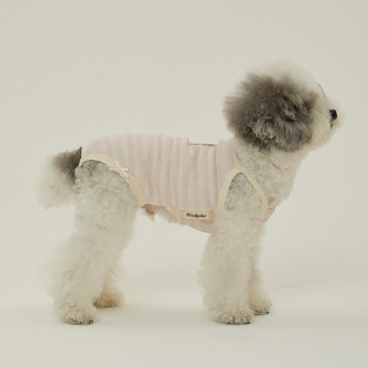 【予約】[ thesallyslaw ] Bunny Romper｜Pink Milk Stripe - 7