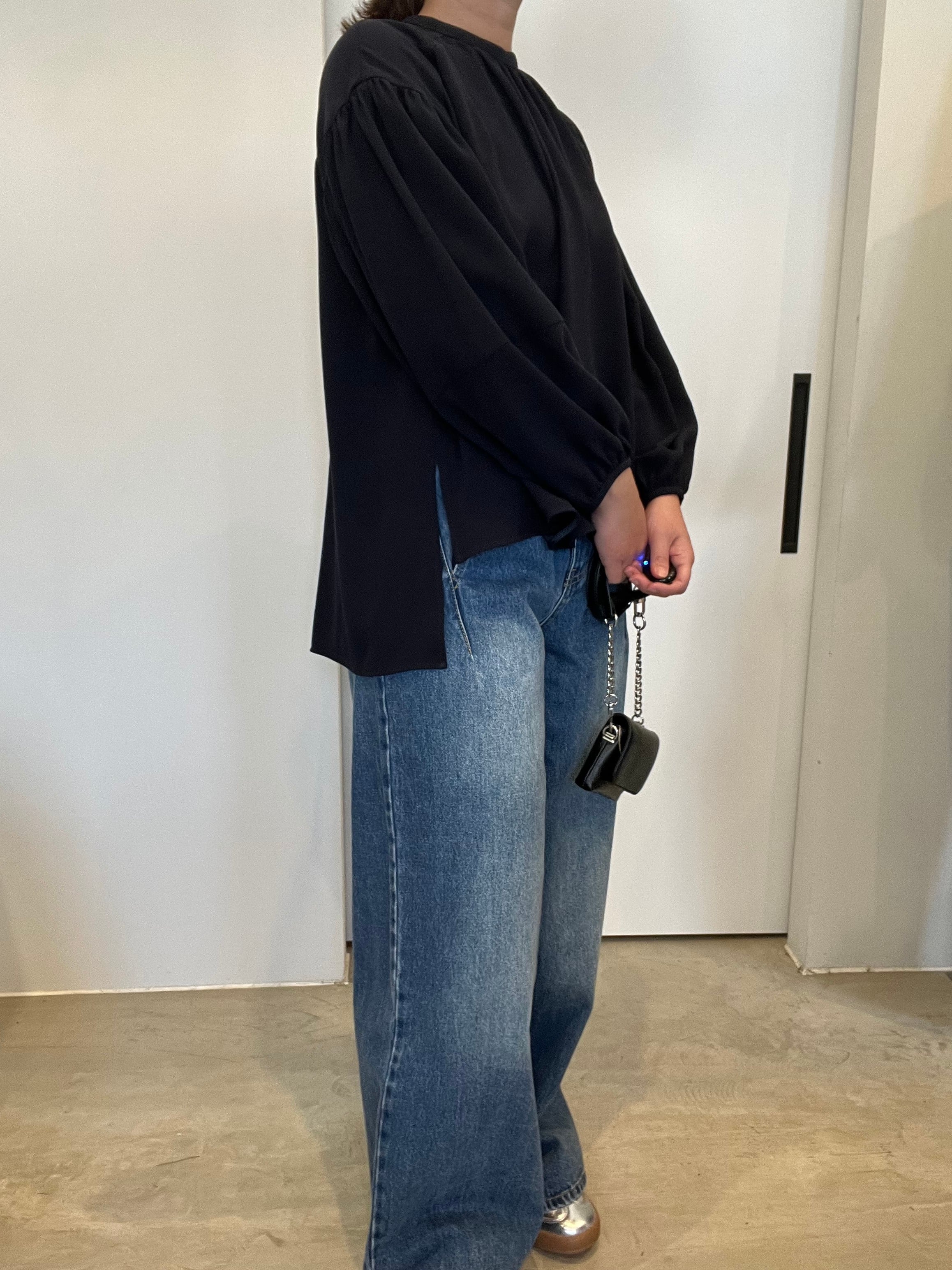 【PASSIONE】ギャザードロップショルダーブラウス 516910