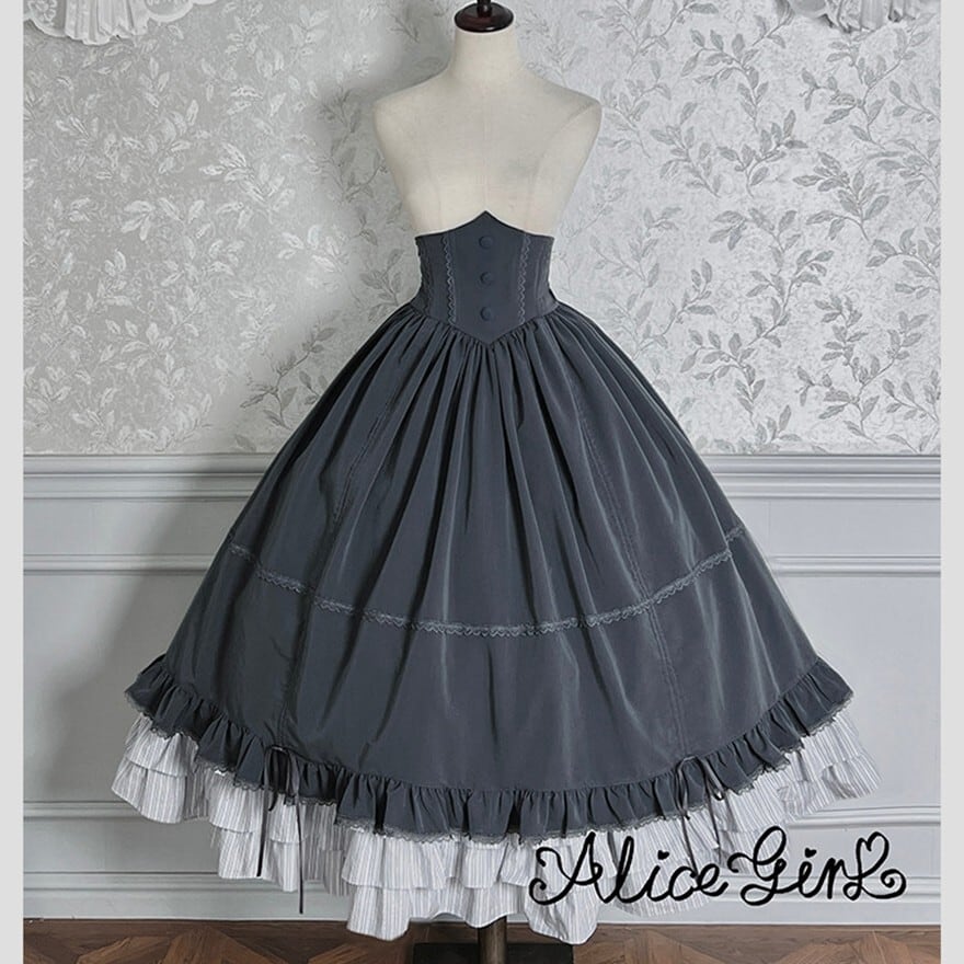 大人ゴシック スカート ロング丈 ティアード/ハイウエスト おでかけコーデ|WithU