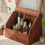 収納ボックス 木製 扉付き 幅32cm 引出し付き メイク収納 化粧品収納 小物収納 収納棚 おしゃれ 北欧