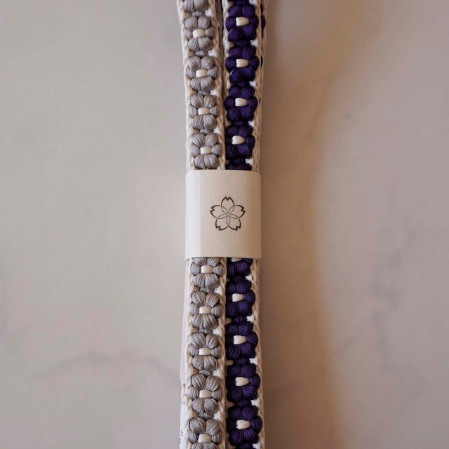 【和小物さくら・帯締め】深紫×白鼠　小桜組　帯締め　260302②