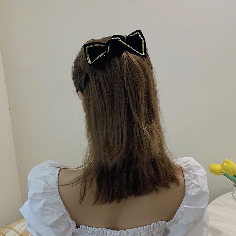 レッドベルベットブラックリボンヘアピン バックスタンダードアクセサリー レトロ ブラック・アイド・ピーズ42713886919