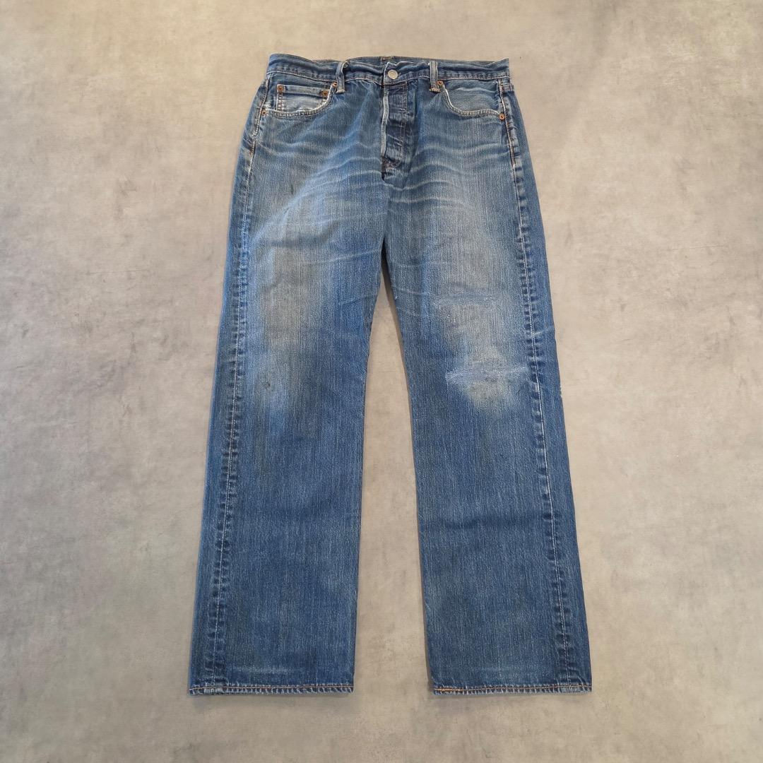 リーバイス501 Levis W34 ブルーデニム 青 古着 ヒゲ 21045