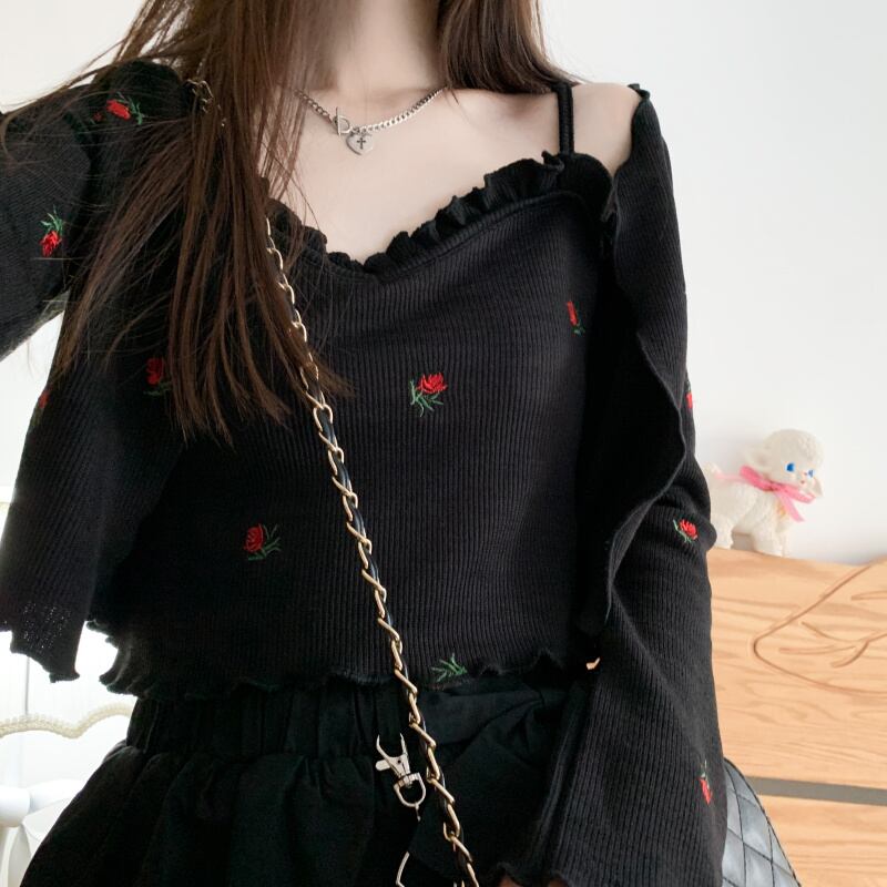 サブカル 服 地雷系 通販 キャミソール カーディガン ツーピース 花柄 甘め 可愛い ロリィタ