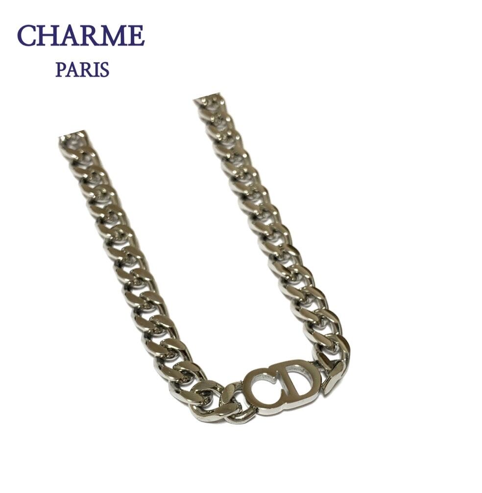 white gold metal chain necklace