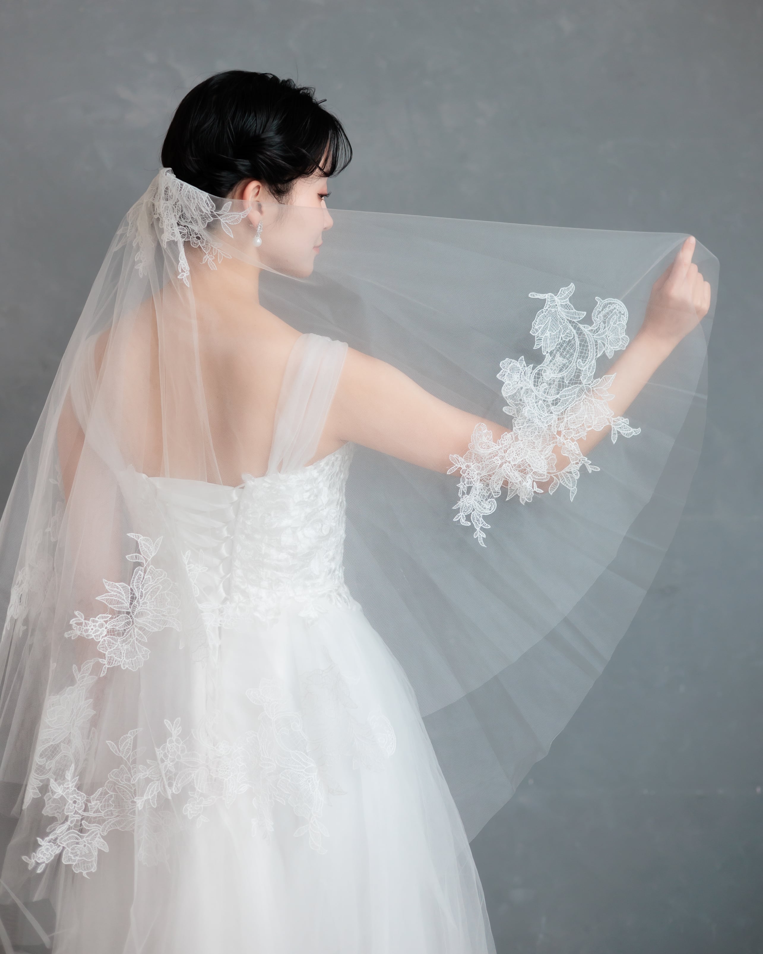 グレースフラワーレースウェディングベール【VL2512-01】