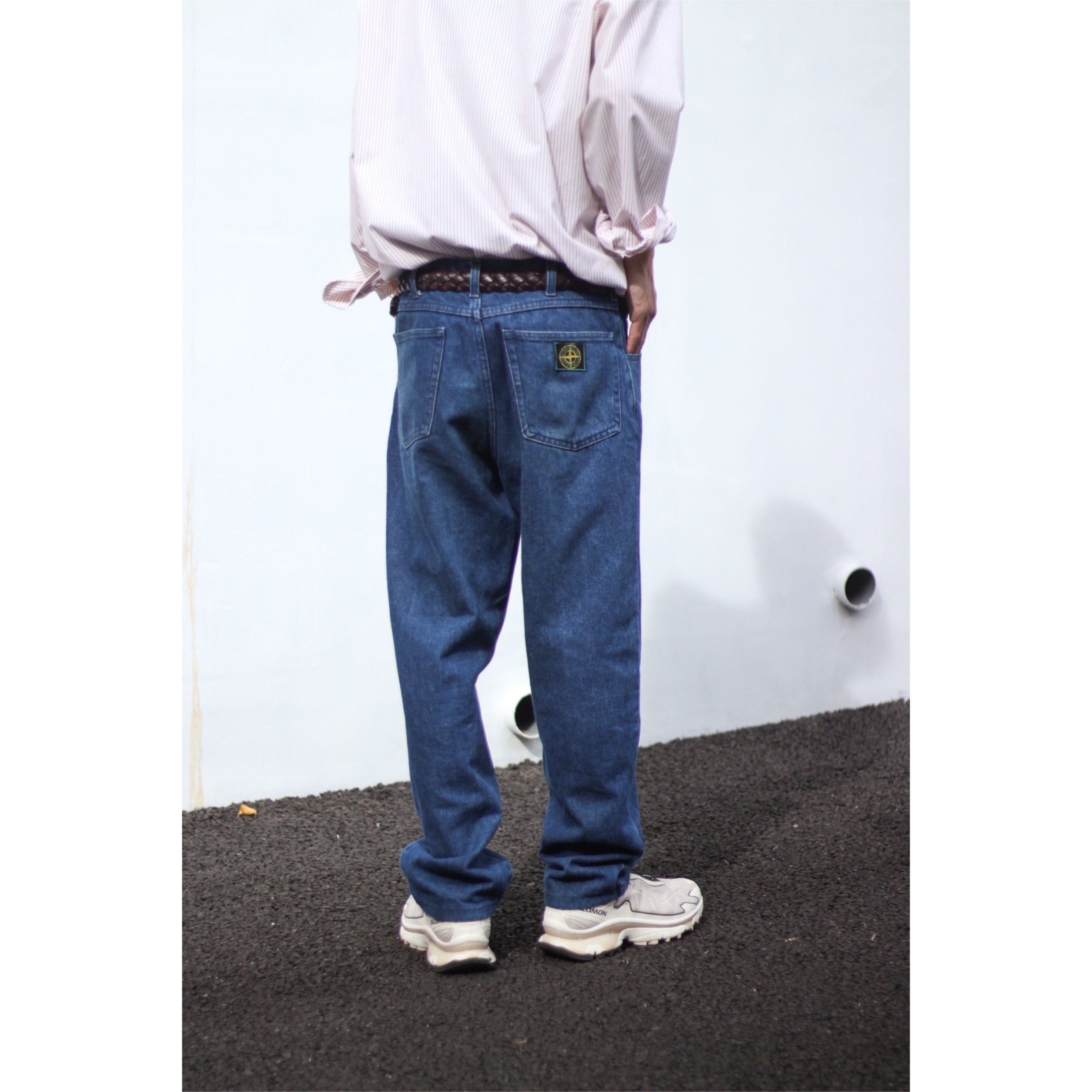 CUBA】1980s vintage STONE ISLAND by MASSIMO OSTI wide denim pant 