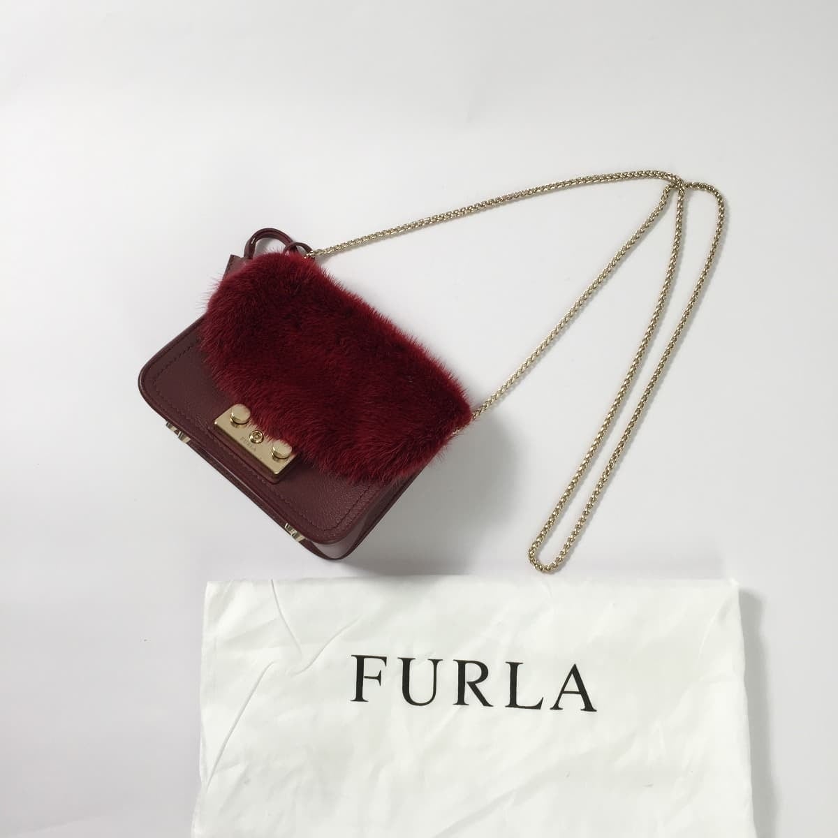 FURURA フルラ ミニポシェットバッグ 袋付き ワインレッド