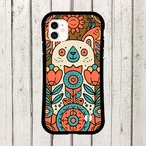受注生産 iPhoneケース 猫と花のサイケ民芸柄｜猫モチーフ PSYF060C