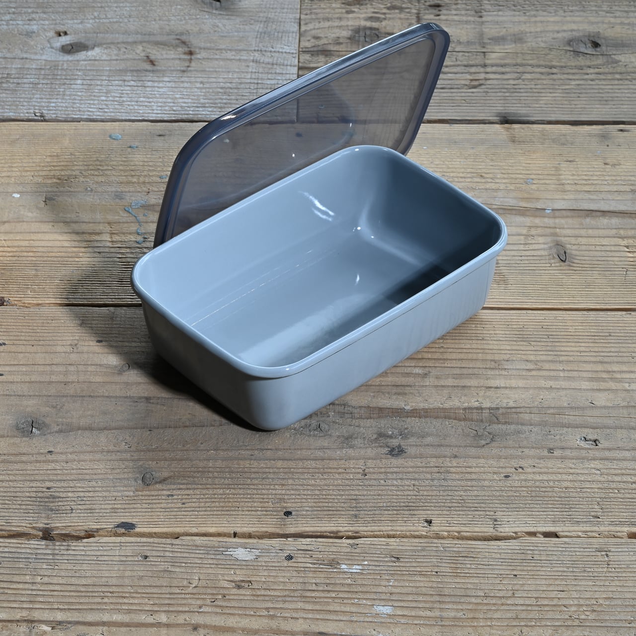 琺瑯の保存容器（蓋付）/グレイ》＋Gray レクタングル深型Lシール蓋付