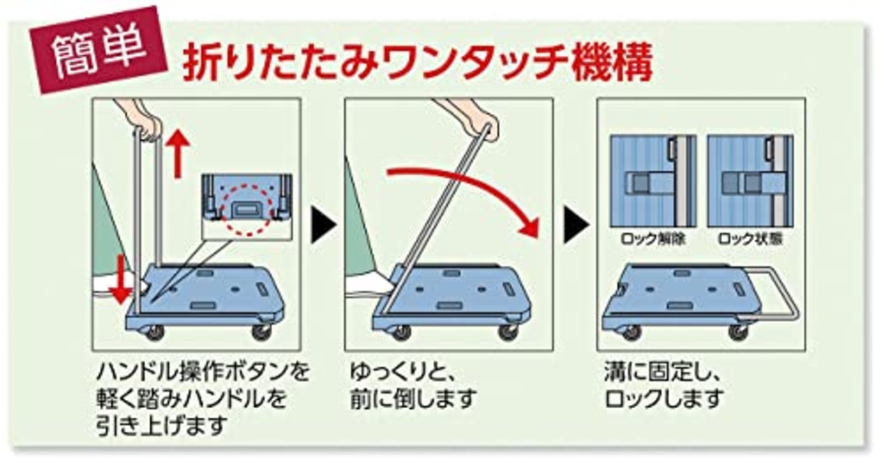 TRUSCO(トラスコ) 樹脂台車 こまわり君 省音G車輪 600×390 ピンク MP-6039N2-P 折りたたみ 軽量 静か 静音