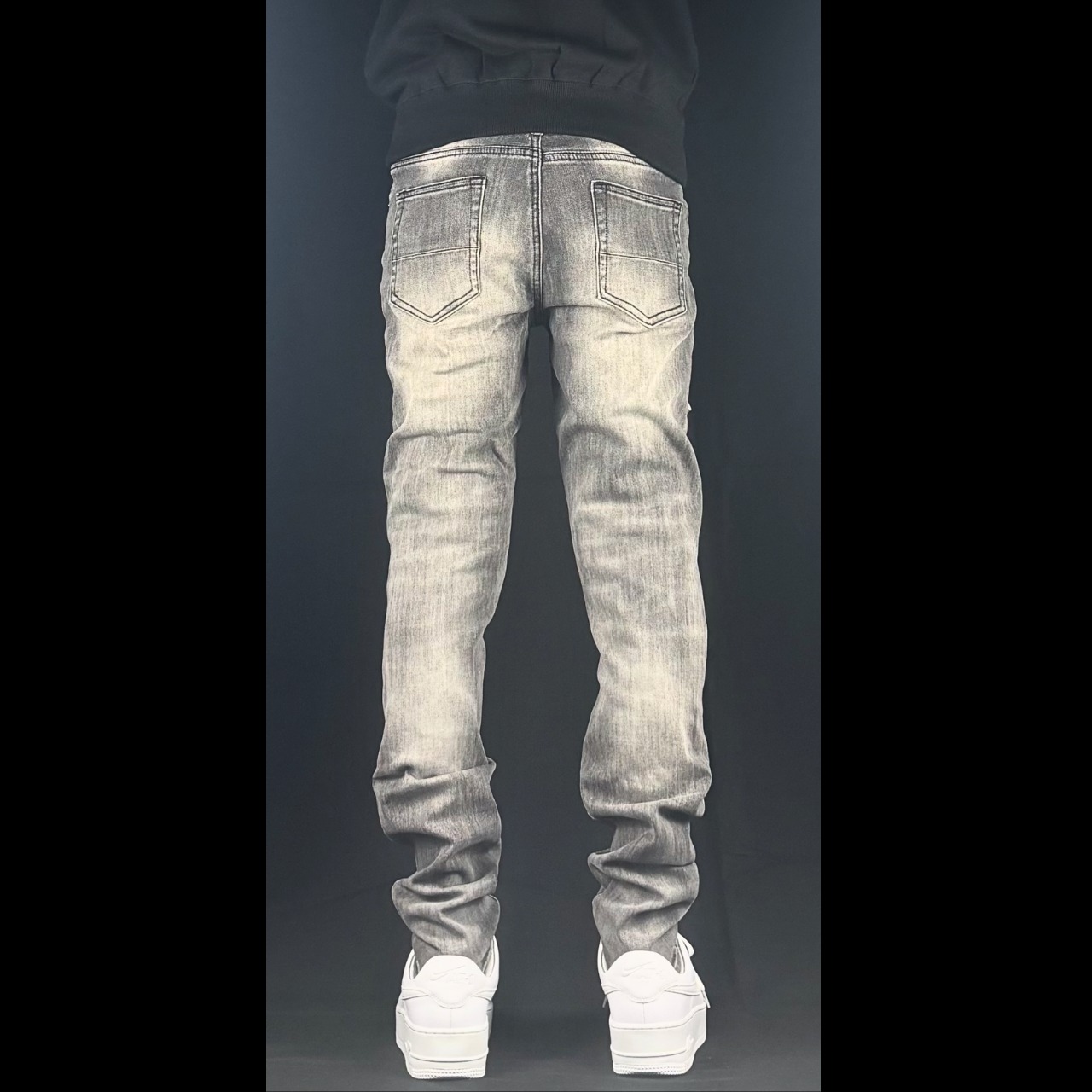 high street  damage rhine stone gray denim【ES005】 - 7