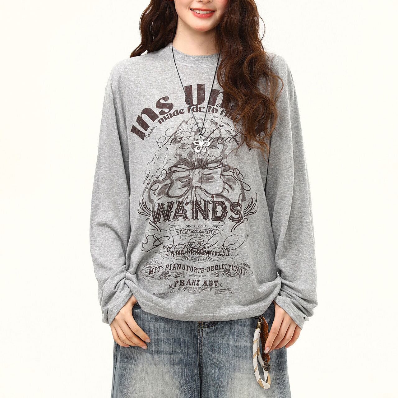 ヴィンテージライクオーナメントグラフィックTシャツ 2col R02519