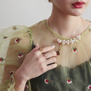 NECKLACE || 【通常商品】 BLOOMING PEARL NECKLACE WITH ZIRCONIA (GOLD) || 1 NECKLACE || GOLD || FAL030