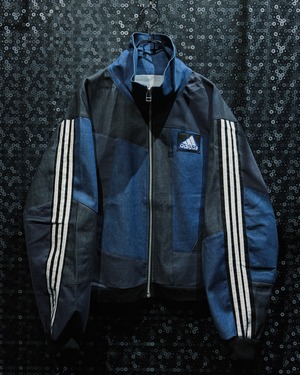 【ÆIEM】special" Original Re:make" denim patch work design stand neck track jacket