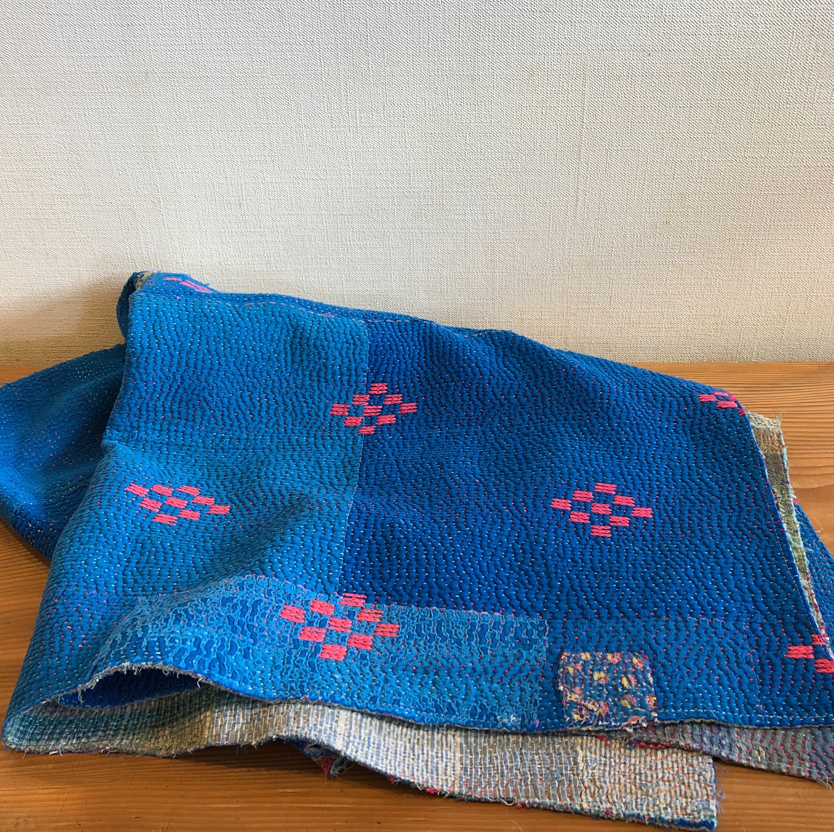 カンタキルト　ジャケット　ローブ　ブルー　ボタニカル柄 adf657b9478d77ba2936ea0f26fe9f