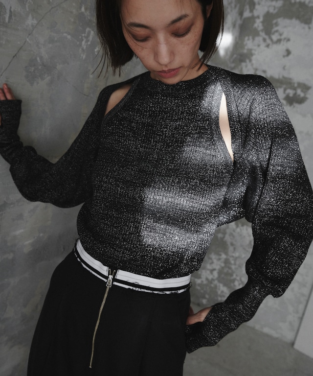 MULTI WAY GLITTER KNIT 2P (BLACK)