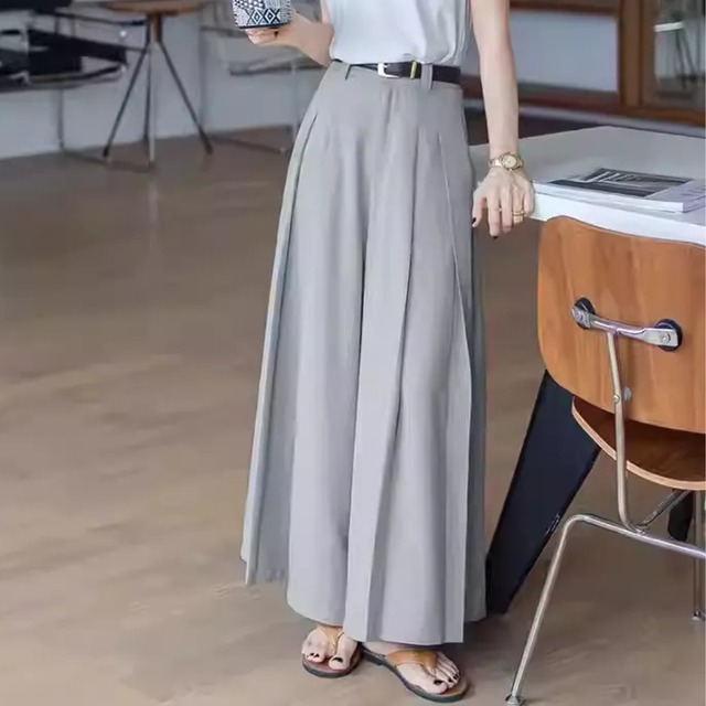 フロントプリーツ ハイウエスト ワイドパンツ U0448