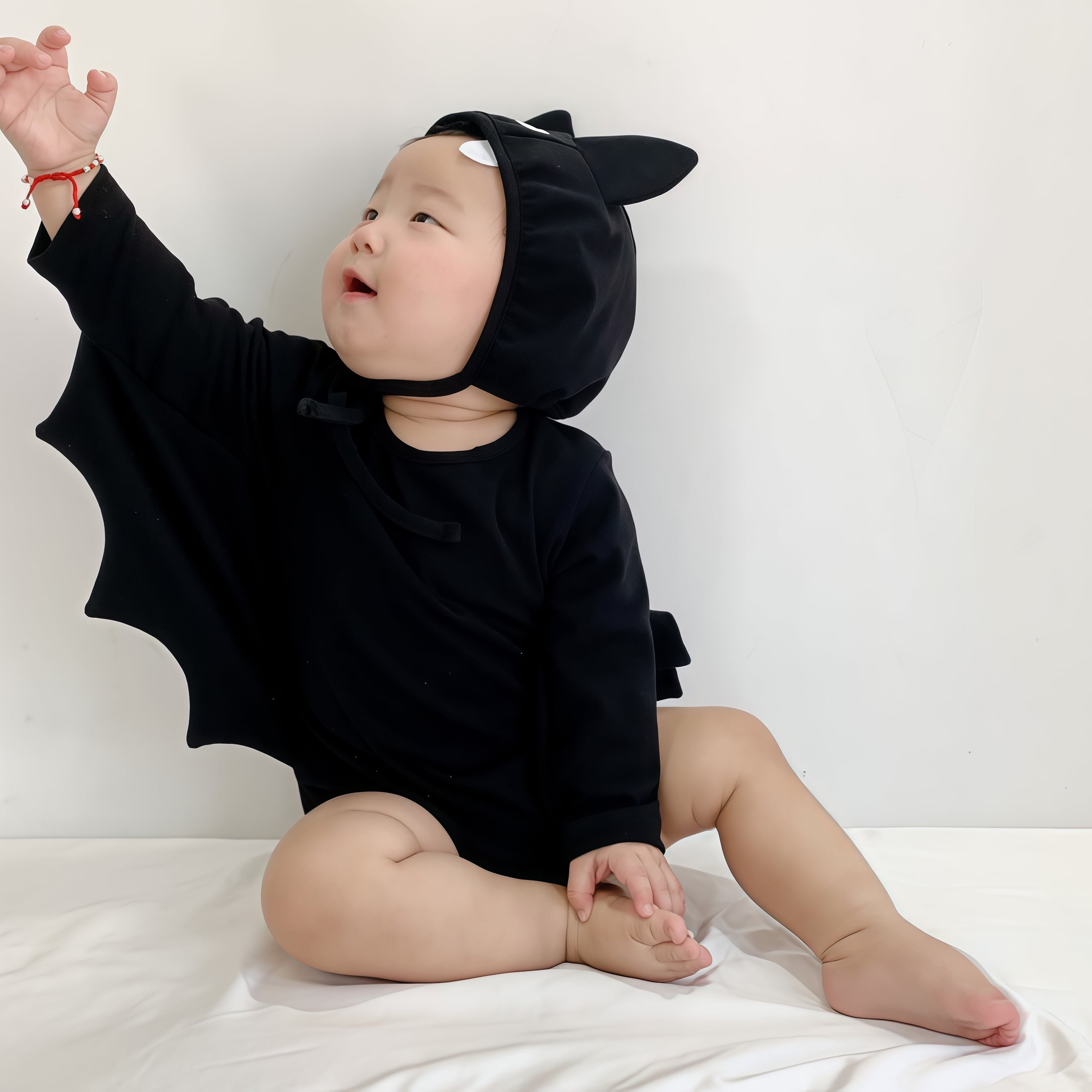 【66-90】秋ハロウィンコウモリモチーフロンパース ベビー