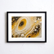 Golden Foam Flow｜ビールの泡と流れを描いた抽象アートポスター｜大人の晩酌空間を彩るモダンアート｜A3ポスター