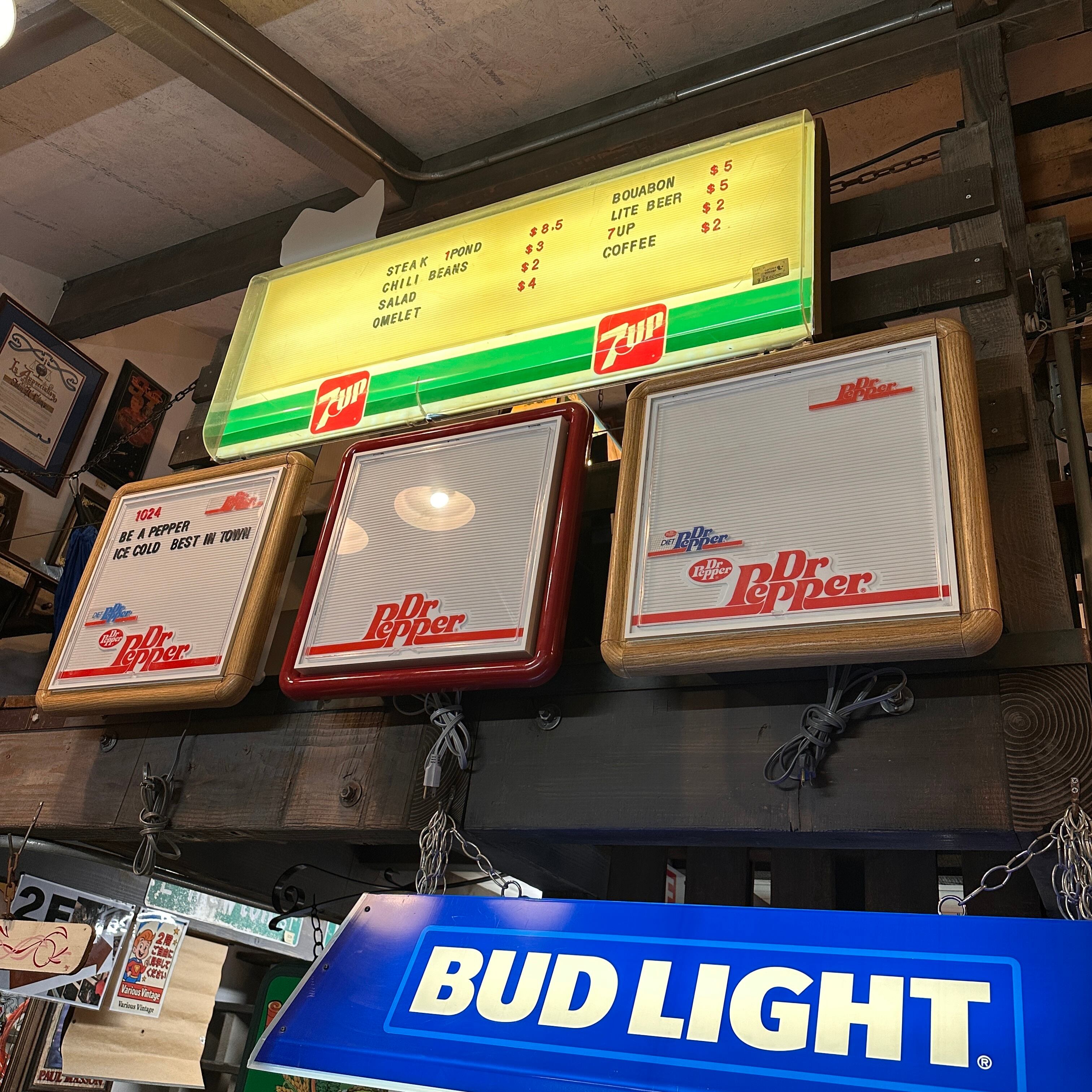 【動作確認済・デッドストック】1980s DIET Dr Pepper(ロゴパネルライトブルー) ヴィンテージ 電飾メニューボードDr Pepper 電飾メニューボード