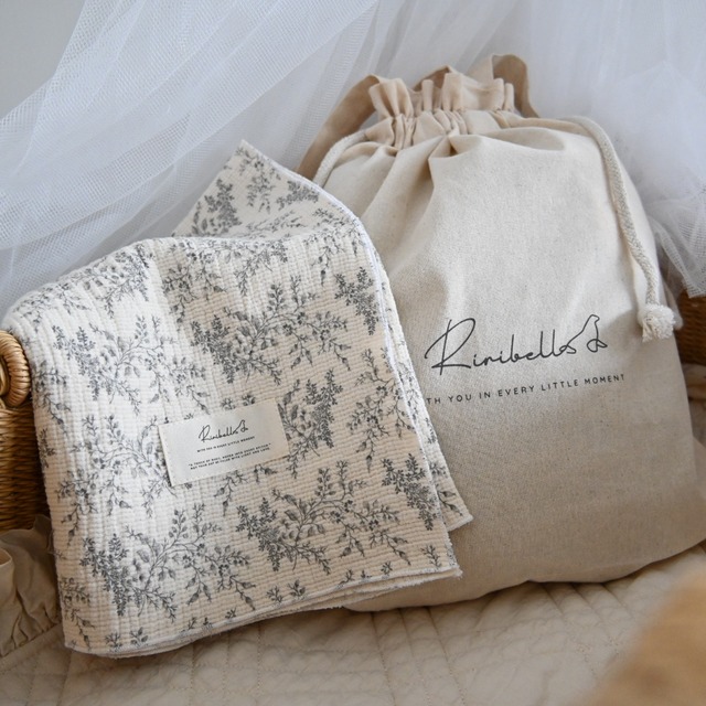 【RIRIBELL】Floral Garden Blanket / 巾着トートバッグ付き ガーゼブランケット