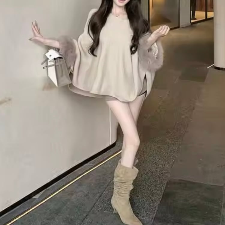 fur sleeve relax knit