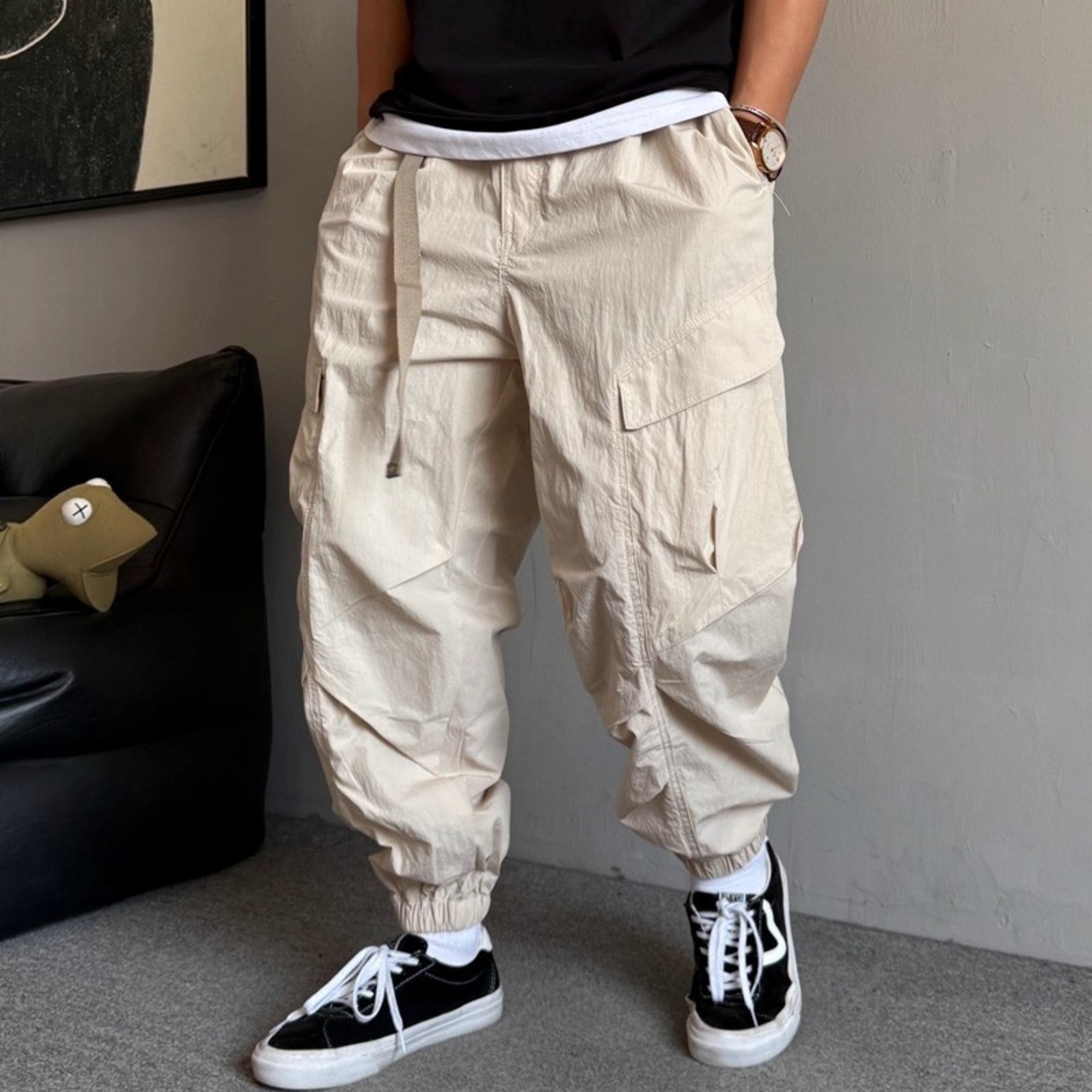 Side Pocket Cropped Wide Cargo Pants ◇4color H0851