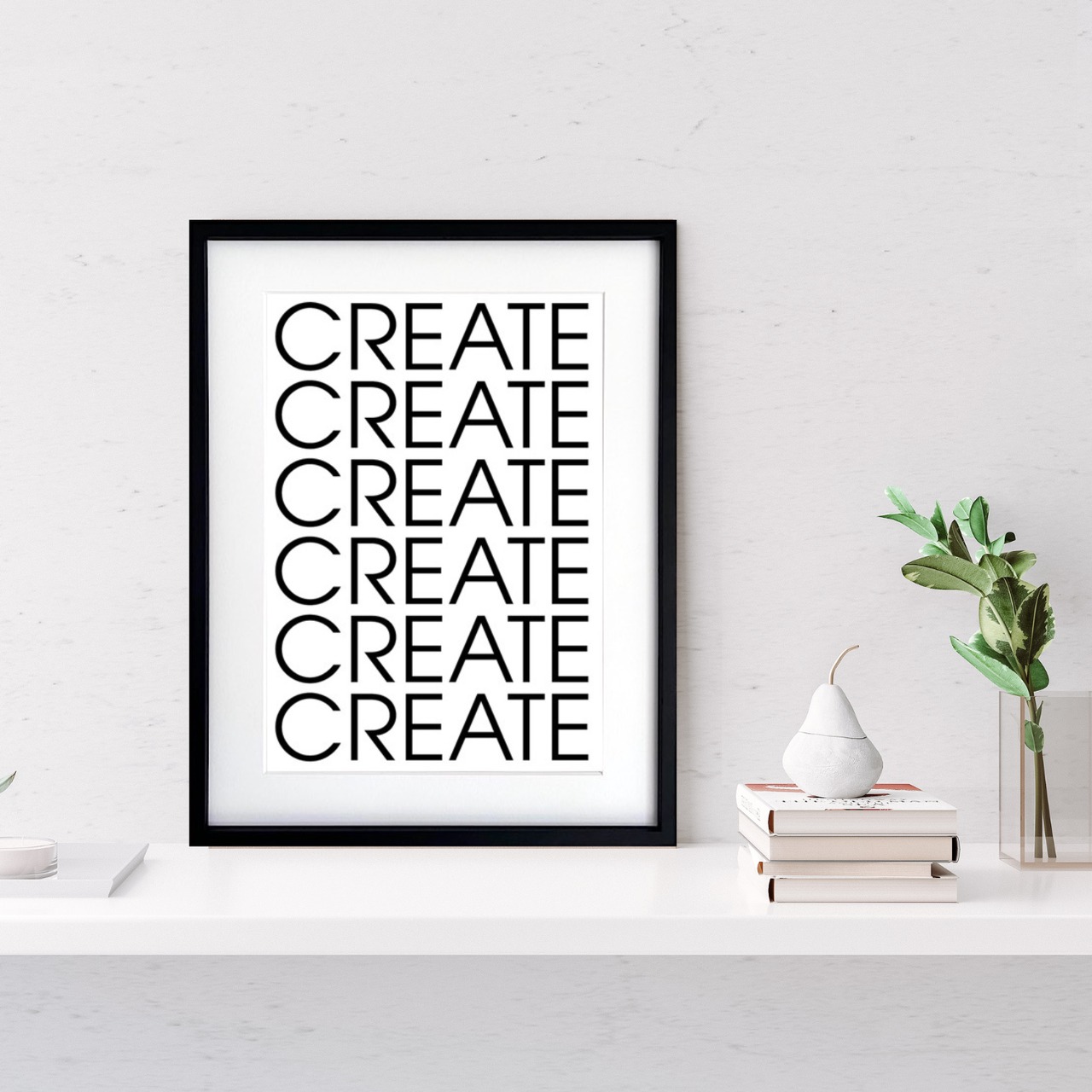 CREATE｜北欧モダン シンプル タイポグラフィ ポスター インテリア アート  おしゃれ 壁飾り 白黒デザインA2ポスター
