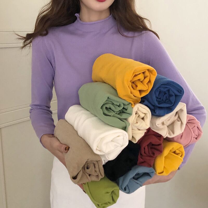 カラーシャツ トップス スプリングオータムセーター レディース ロング 春物 秋物 試着室92603071720