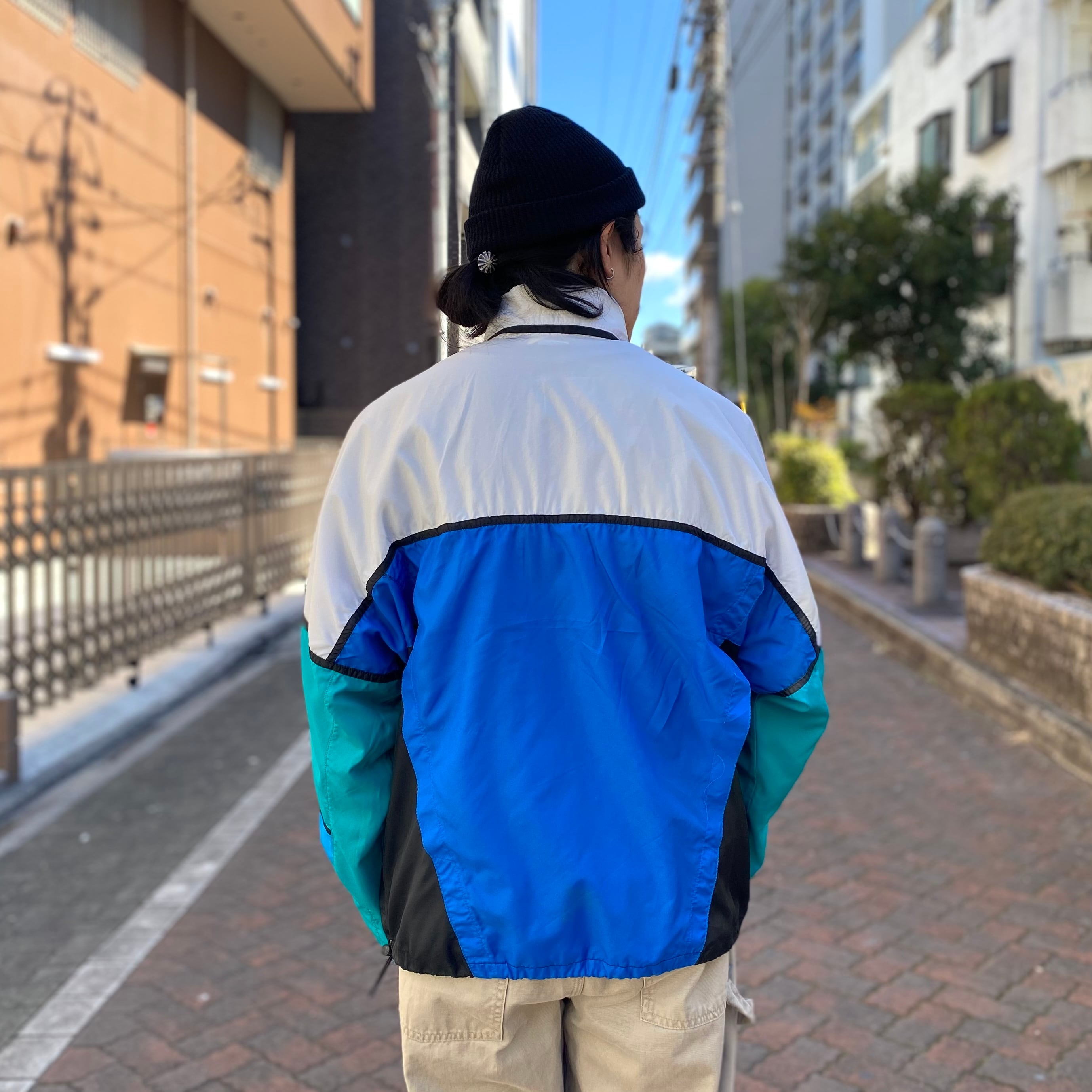 90年代 size : XL【 NIKE 】ナイキ 銀タグ ナイロンジャケット 青 白 ...