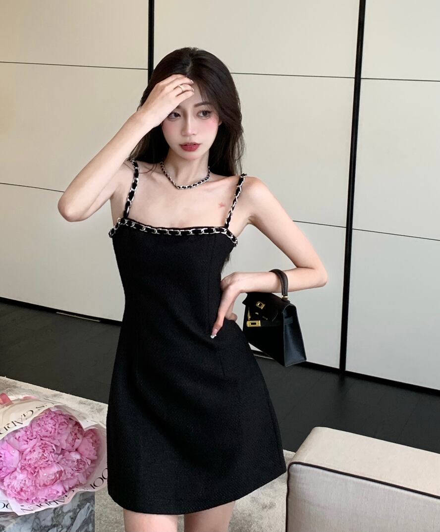 ドレス ブラックウェストスリムショートスカート サマー 大人ガーリー スウィート キュート カジュアル 夏物 ブラックストロベリース74100914518