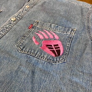 ナスングワム【Nasngwam】Indian motif Denim Shirt　Lサイズ