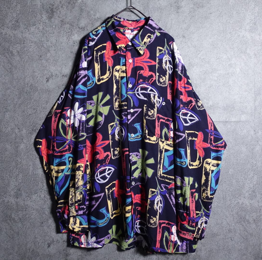 EURO Black artistic pattern shirt