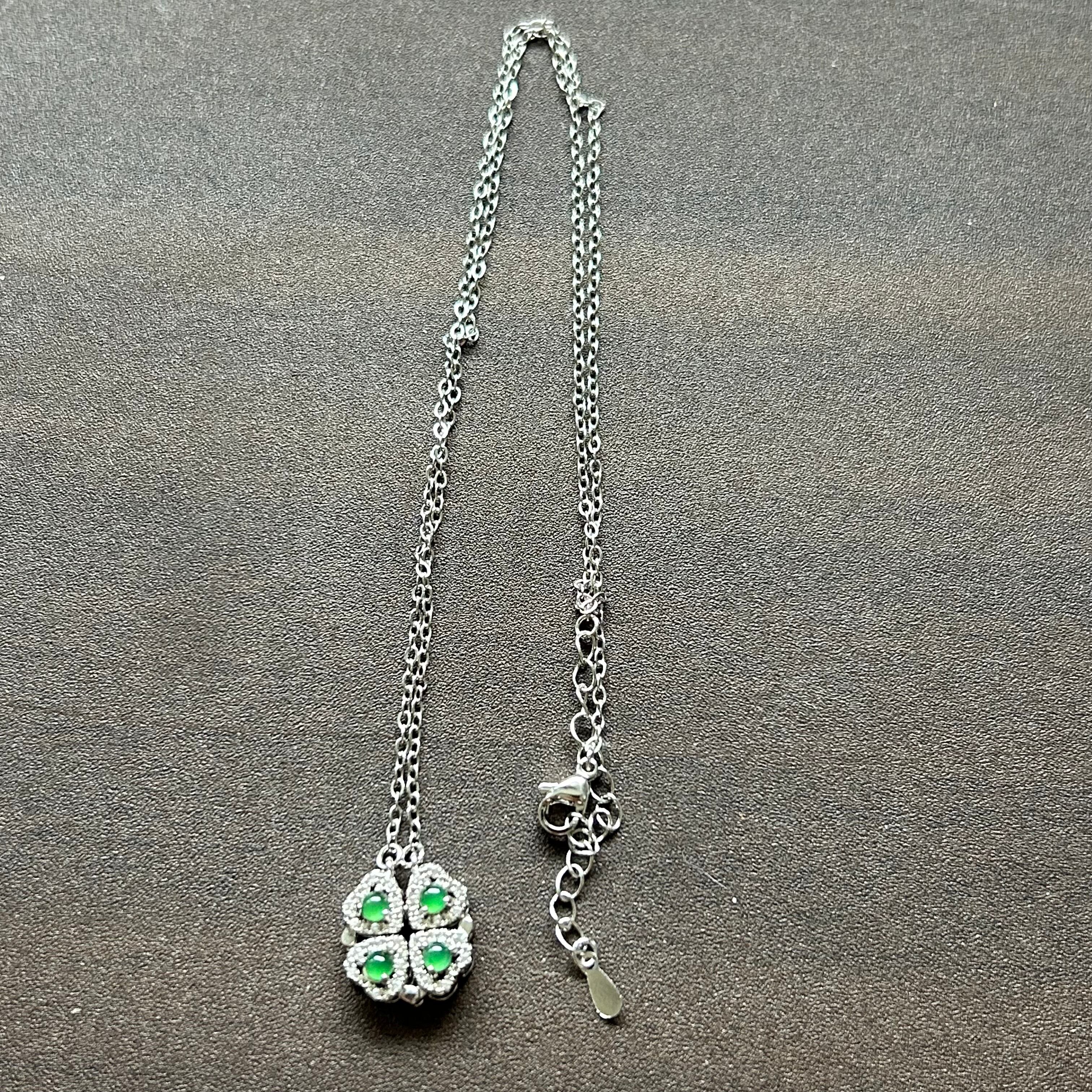 本翡翠ネックレス ミャンマー産 陽緑 氷種 無含浸 無着色 一点物