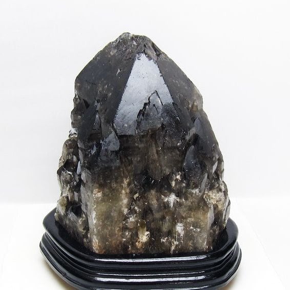 8.7Kg モリオン 黒水晶 原石 エレスチャル 台座付属 一点物 191-554