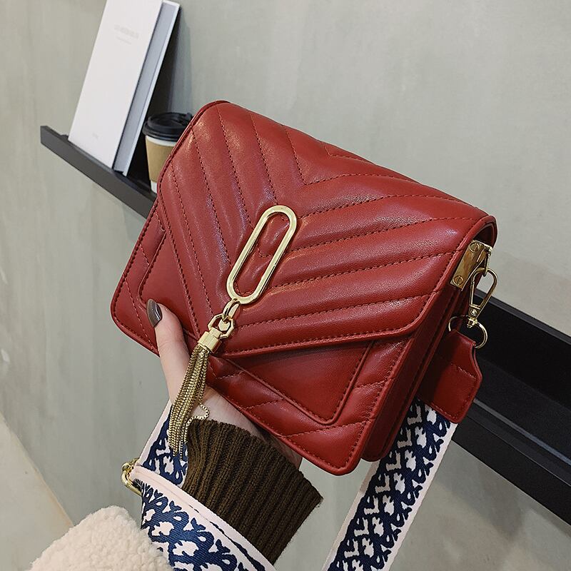 レッド スクウェア メッセンジャーバッグ 手作りハンドバック15278754197