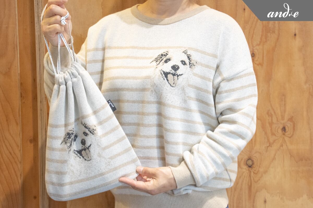 うちの子柄セーター【タイプA】巾着付き | and.e | ペットの写真から