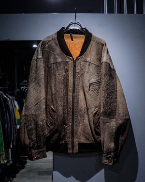 【add (C) vintage】Beautiful Aging Leather Bomber Jacket