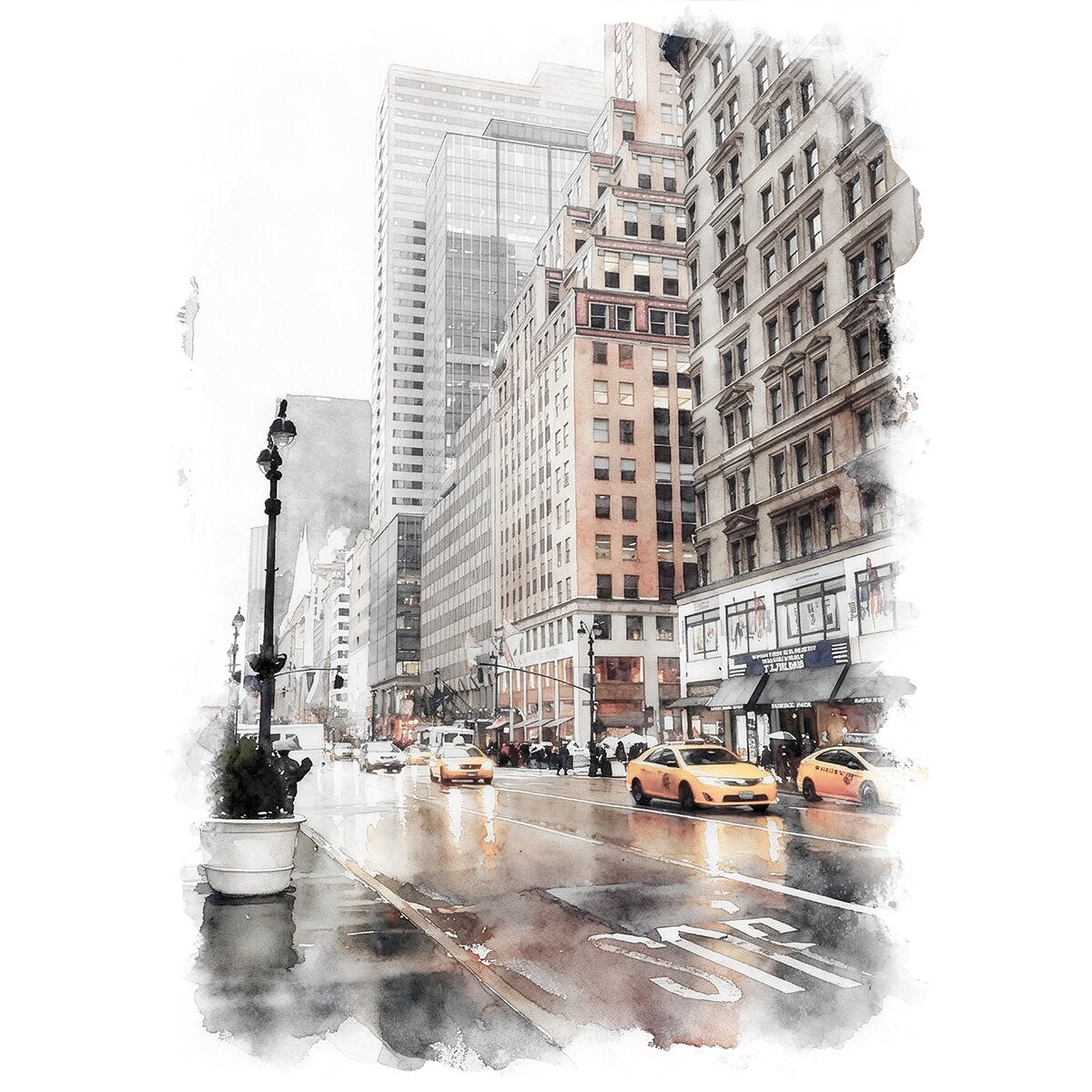 絵画 アメリカ 風景画(街並み) ニューヨーク インテリアアート額付き