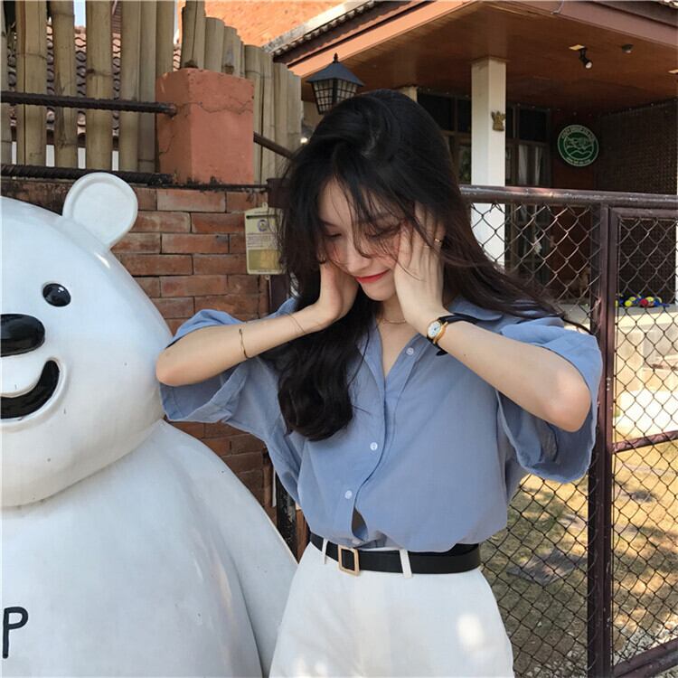 レディースシャツインスタイルデザインニッチトレンディな夏バージョン2020新しいルーズな半袖シャツトップ 1号婦人45359238293