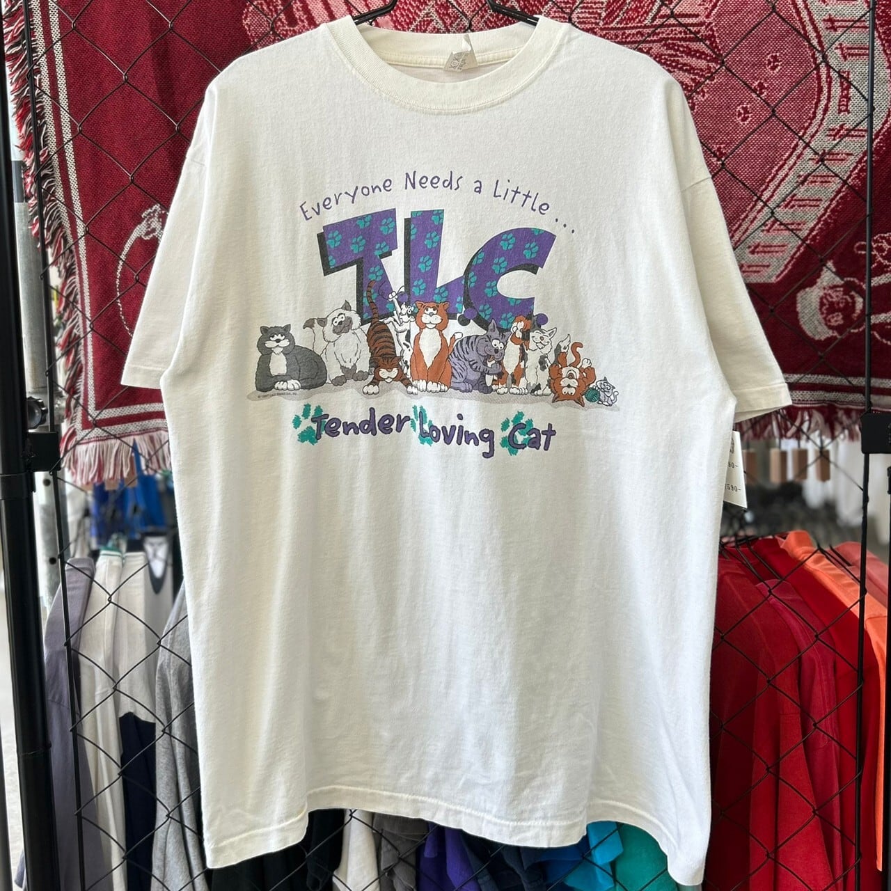 90s USA製 アニマル系 半袖Tシャツ シングルステッチ 猫 キャット デザインプリント XL 古着 古着屋 埼玉 ストリート オンライン 通販  アメカジ ビンテージ 古着屋buyer's -vintage store-