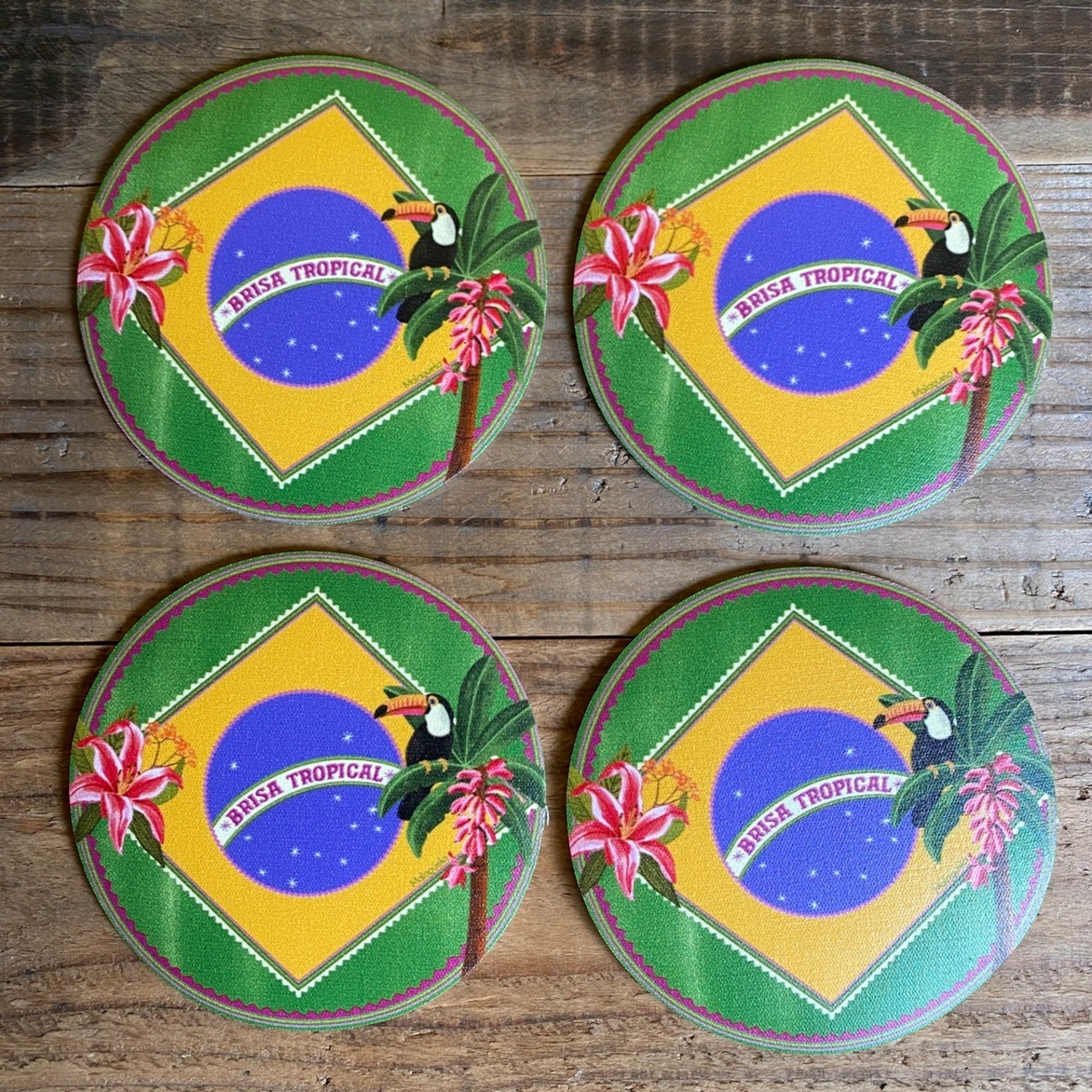 【MALAGUETA マラゲッタ】丸コースター 4枚セット BRISA TOROPICAL