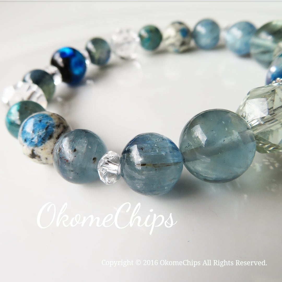16.5cm カイヤナイトベースのオルゴナイトブレスレット | okomechips